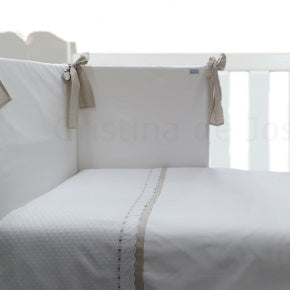 Conjunto Cuna Nórdico Y Cocotera Blanco Con Lino Natural