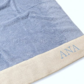 Toalla Playa Personalizada Azul Con Lino Natural