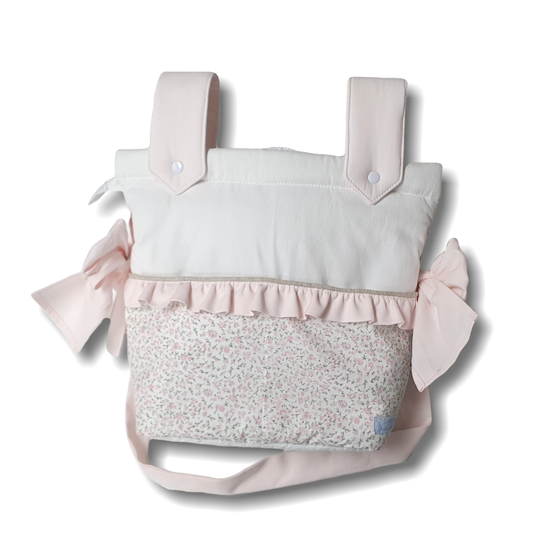 Bolsa Panera En Blanco Con Flor Rosa