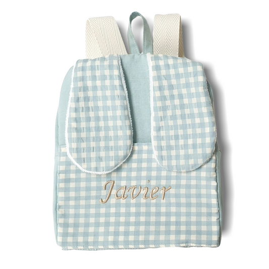 Mochila Con Orejas De Conejo Vichy y Verde