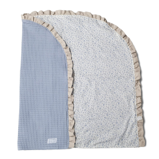 Arrullo Reversible Wafle azul con Flor Bea