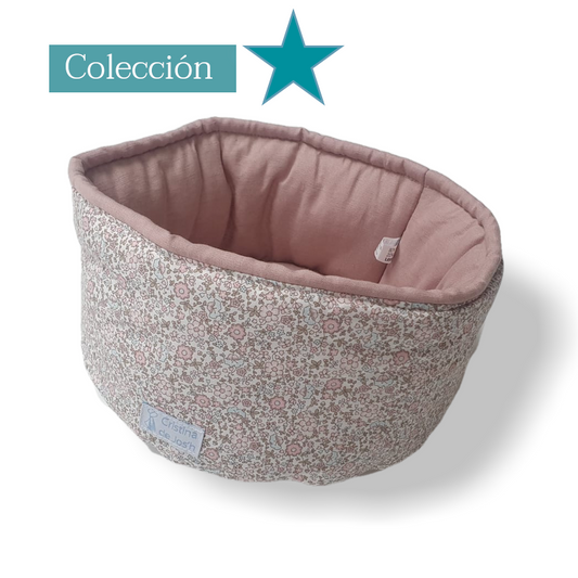 Cesto Reversible Pañales Y Cremas Flor con Nude