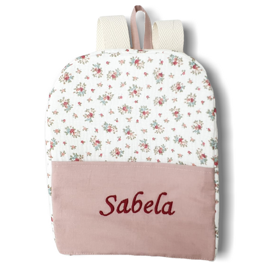Mochila Con Bolsillo Flor Fresa