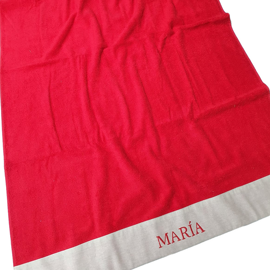 Toalla Playa Roja con Lino Natural